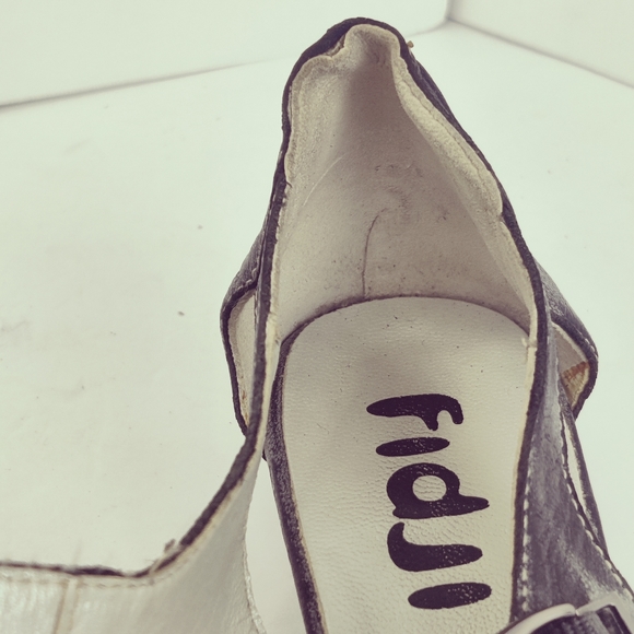 Fidji Mary Jane Low Heel Pump Charcoal Gray Leather Sz 39 - Picture 10 of 15